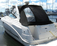 Photo of Chaparral 290 Signature Canvas Under Arch, 2005: Bimini Connector, Side Curtains, Camper Aft Curtain, viewed from Port Rear 