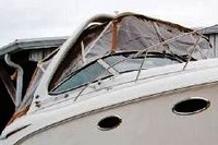 Photo of Chaparral 310 Signature, 2004: Bimini Top, Connector, Side Curtains, Camper Top, Camper Side and Aft Curtains, viewed from Starboard Front 