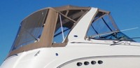 Photo of Chaparral 350 Signature Arch, 2005: Bimini Top, Front Connector, Side Curtains, Camper Top, Camper Side and Aft Curtains Linen Tweed, viewed from Starboard Rear 