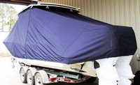Chris Craft® Catalina 29 Suntender T-Top-Boat-Cover-Wmax-2149™ Custom fit TTopCover(tm) (WeatherMAX(tm) 8oz./sq.yd. solution dyed polyester fabric) attaches beneath factory installed T-Top or Hard-Top to cover entire boat and motor(s)