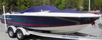 Photo of Chris Craft Launch 22, 2007: Bimini Top Folded Down, Bow Cover Cockpit Cover, viewed from Starboard Front 