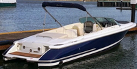 Photo of Chris Craft Launch 25, 2001: Bimini Top in Boot, viewed from Starboard Rear 