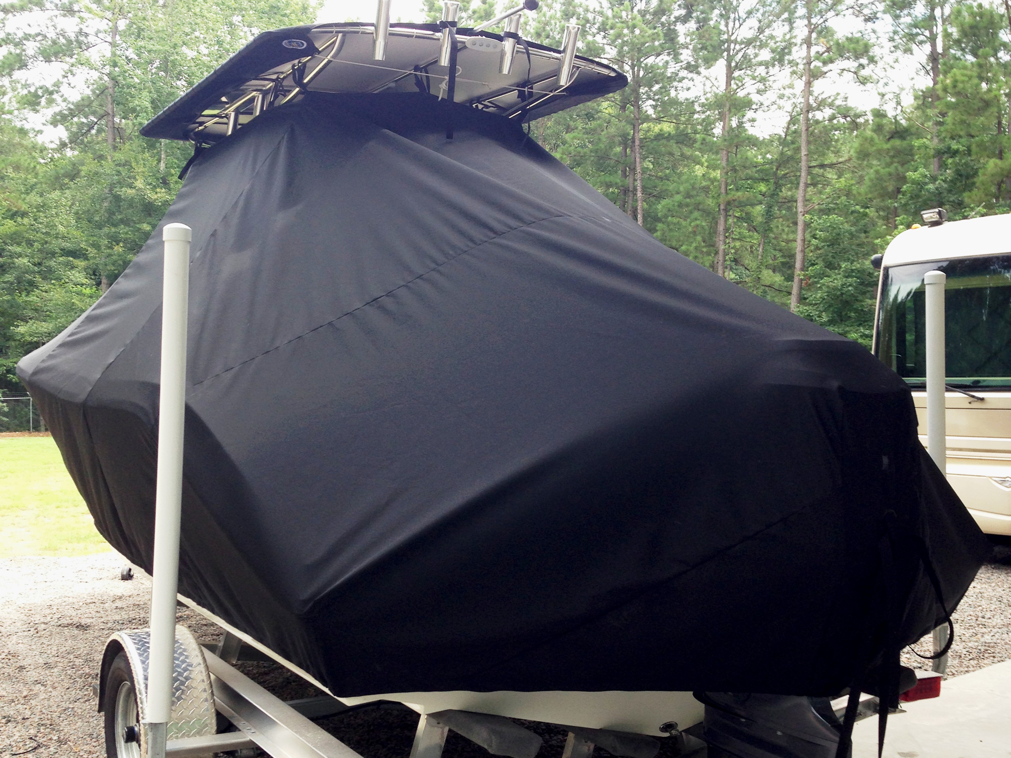 Cobia, 201CC, 20xx, TTopCovers™ T-Top boat cover rear