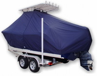 Cobia® 206CC T-Top-Boat-Cover-Wmax-949™ Custom fit TTopCover(tm) (WeatherMAX(tm) 8oz./sq.yd. solution dyed polyester fabric) attaches beneath factory installed T-Top or Hard-Top to cover entire boat and motor(s)