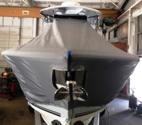 Cobia® 296CC T-Top-Boat-Cover-Sunbrella-2449™ Custom fit TTopCover(tm) (Sunbrella(r) 9.25oz./sq.yd. solution dyed acrylic fabric) attaches beneath factory installed T-Top or Hard-Top to cover entire boat and motor(s)