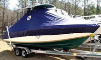Contender® 23 Open T-Top-Boat-Cover-Sunbrella-1499™ Custom fit TTopCover(tm) (Sunbrella(r) 9.25oz./sq.yd. solution dyed acrylic fabric) attaches beneath factory installed T-Top or Hard-Top to cover entire boat and motor(s)