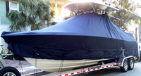 Contender® 28 Open T-Top-Boat-Cover-Sunbrella™ Custom fit TTopCover(tm) (Sunbrella(r) 9.25oz./sq.yd. solution dyed acrylic fabric) attaches beneath factory installed T-Top or Hard-Top to cover entire boat and motor(s)