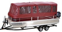 Pontoon-Full-Enclosure-OEM-D™Factory FULL PONTOON ENCLOSURE SET with FRAME(s) encapsulates the complete pontoon seating area and provides full protection from the elements, turning the boat into a camper on the water (No frames or boots), OEM (Original Equipment Manufacturer)