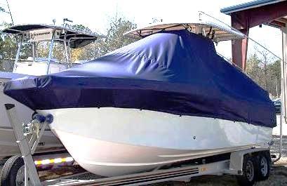 Dusky 233 Open, 20xx, TTopCovers™ T-Top boat cover, port front