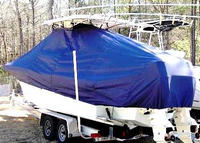 Photo of Dusky 233XF 20xx T-Top Boat-Cover, viewed from Port Rear 