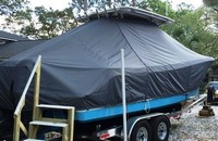 Edgewater® 280CC T-Top-Boat-Cover-Elite-1799™ Custom fit TTopCover(tm) (Elite(r) Top Notch(tm) 9oz./sq.yd. fabric) attaches beneath factory installed T-Top or Hard-Top to cover boat and motors
