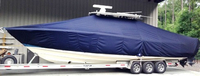 Edgewater® 388CC T-Top-Boat-Cover-Wmax-3449™ Custom fit TTopCover(tm) (WeatherMAX(tm) 8oz./sq.yd. solution dyed polyester fabric) attaches beneath factory installed T-Top or Hard-Top to cover entire boat and motor(s)