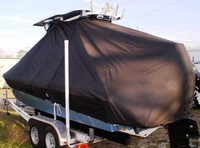 Everglades® 223CC T-Top-Boat-Cover-Wmax-949™ Custom fit TTopCover(tm) (WeatherMAX(tm) 8oz./sq.yd. solution dyed polyester fabric) attaches beneath factory installed T-Top or Hard-Top to cover entire boat and motor(s)