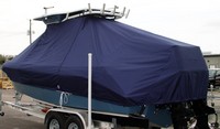 Everglades® 240CC T-Top-Boat-Cover-Wmax-1149™ Custom fit TTopCover(tm) (WeatherMAX(tm) 8oz./sq.yd. solution dyed polyester fabric) attaches beneath factory installed T-Top or Hard-Top to cover entire boat and motor(s)