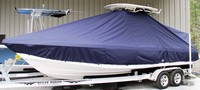Everglades® 243CC T-Top-Boat-Cover-Sunbrella-1699™ Custom fit TTopCover(tm) (Sunbrella(r) 9.25oz./sq.yd. solution dyed acrylic fabric) attaches beneath factory installed T-Top or Hard-Top to cover entire boat and motor(s)