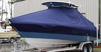 Everglades® 250CC T-Top-Boat-Cover-Wmax-1249™ Custom fit TTopCover(tm) (WeatherMAX(tm) 8oz./sq.yd. solution dyed polyester fabric) attaches beneath factory installed T-Top or Hard-Top to cover entire boat and motor(s)