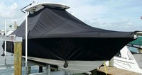 Photo of Everglades 255CC 20xx T-Top Boat-Cover, viewed from Starboard Front 