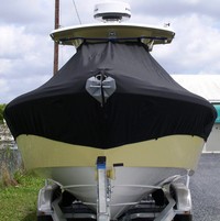 Everglades® 270CC T-Top-Boat-Cover-Elite-1699™ Custom fit TTopCover(tm) (Elite(r) Top Notch(tm) 9oz./sq.yd. fabric) attaches beneath factory installed T-Top or Hard-Top to cover boat and motors