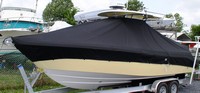 Everglades® 270CC T-Top-Boat-Cover-Wmax-1499™ Custom fit TTopCover(tm) (WeatherMAX(tm) 8oz./sq.yd. solution dyed polyester fabric) attaches beneath factory installed T-Top or Hard-Top to cover entire boat and motor(s)