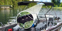 Fishini-Bimini-Top-4Foot6InchX6Foot6Inch-74034™P/n 74034: 4 foot, 6 inch Long (fore & aft) by 6 foot 6 inch Wide The new Fishini(tm) bimini top with integrated rod storage provides shade, but stays out of the way for fishing (NO straps). More than just a bimini, the Dowco(r) Fishini(tm) combines the function & protection of a typical boat bimini top with added features that won't interfere with your fishing. Designed by professional anglers, the Fishini(tm) lets you and your family get out of the sun or rain and conveniently stows 4 fishing rods overhead to clear valuable deck space for greater fishability and less clutter. The Fishini(tm) top is ideal for all makes and models of aluminum or fiber glass fishing boats, with all types of console and windshield configurations (tillers, side consoles, dual consoles, walk through).