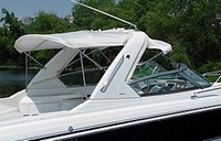 Formula® 330 SS Camper-Top-Aft-Curtain-OEM-T5™ Factory Camper AFT CURTAIN with clear Eisenglass windows zips to back of OEM Camper Top and Side Curtains (not included) and connects to Transom, OEM (Original Equipment Manufacturer)