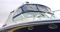 Photo of Formula 330 SS, 2006: Bimini Top, Front Connector, Side Curtains, Camper Top, Camper Side and Aft Curtains, viewed from Starboard Front 