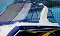 Photo of Formula 330 SS, 2006: Bimini Top, Front Connector, Side Curtains, Camper Top, Camper Side and Aft Curtains, viewed from Starboard Rear 