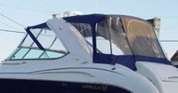 Photo of Formula 370 SS Aluminum WindShield, 2002: Bimini Top, Connector, Side Curtains, Camper Top, Camper Side and Aft Curtains, viewed from Port Rear 