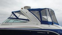 Photo of Formula 370 SS Aluminum WindShield, 2008: Bimini Top, Arch Connection, Front Connector, Side Curtains, Camper Top, Camper Arch Connection, Camper Side and Aft Curtains, viewed from Port Rear 