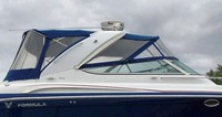 Photo of Formula 370 SS Stainless WindShield, 2008: Bimini Top, Arch Connection, Front Connector, Side Curtains, Camper Top, Camper Arch Connection, Camper Side and Aft Curtains, viewed from Port Side 