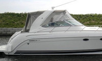 Photo of Formula 41 PC, 2001: Bimini Connection ConNetor Side Curtains, Camper Connection, Camper Side and Aft Curtains, viewed from Starboard Side 