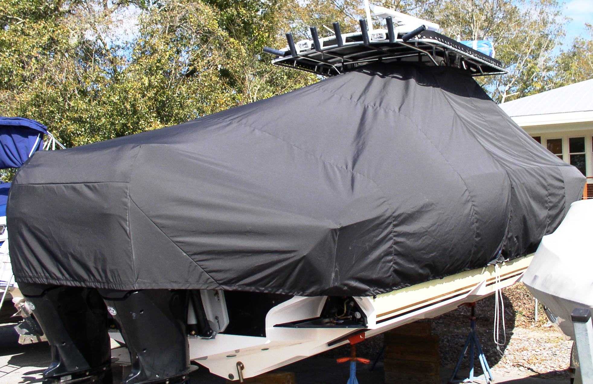 Fountain 32CC, 19xx, TTopCovers™ T-Top boat cover, starboard rear