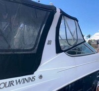 Four Winns® Vista 268 Bimini-Visor-OEM-G2™ Factory Front VISOR Eisenglass Window Set (typ. 3 front panels, but 1 or 2 on some boats) zips between front of OEM Bimini-Top (not included) and Windshield (NO Side-Curtains, sold separately), OEM (Original Equipment Manufacturer)