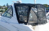 Photo of Four Winns Vista 338, 2007: Arch, Front Visor, Side Curtains, Camper Top, Camper Side and Aft Curtains Black Sunbrella, viewed from Port Rear 