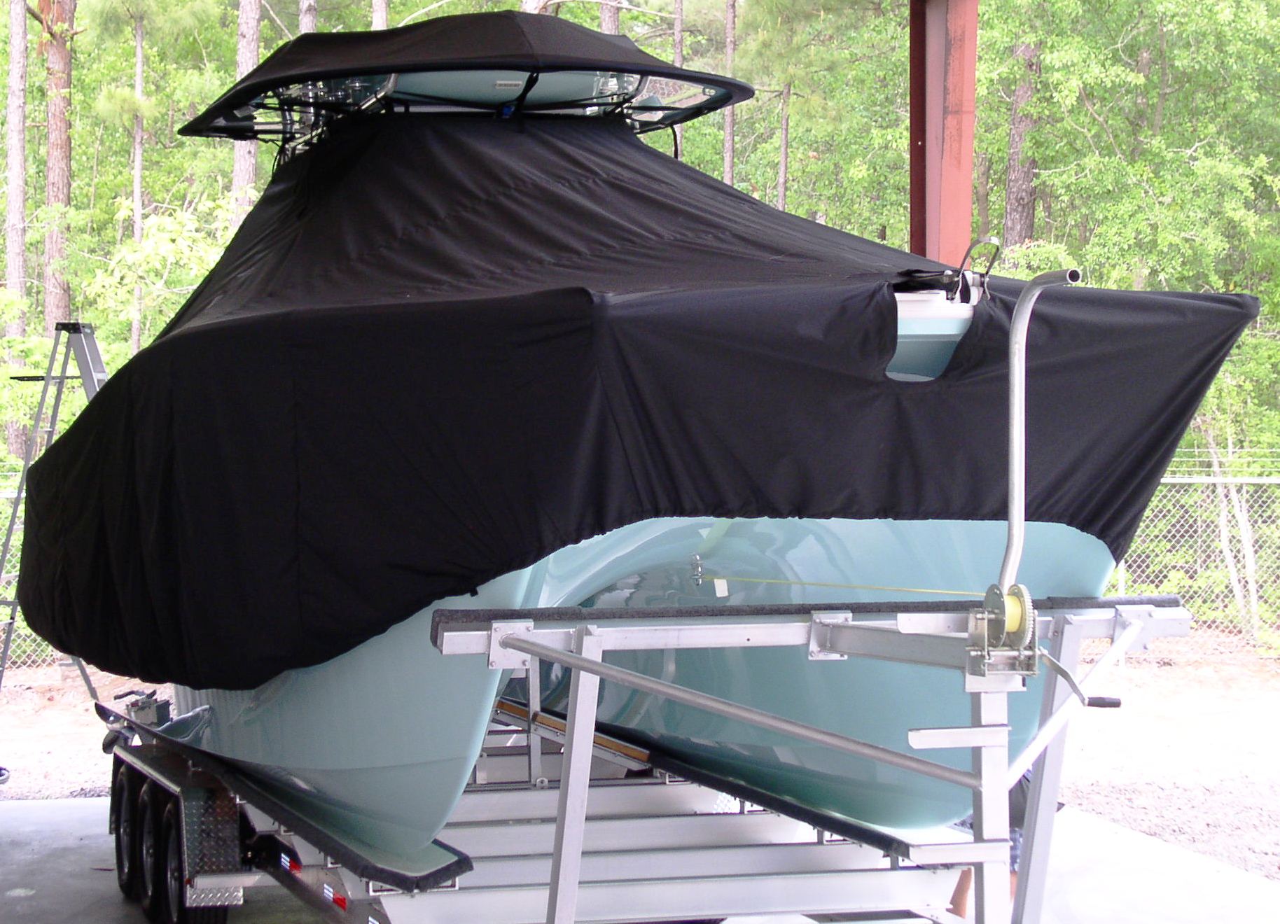 Freeman 34, 20xx, TTopCovers™ T-Top boat cover T Top Storage Bonnet, starboard front