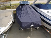 Glacier Bay® 2665 Canyon Runner T-Top-Boat-Cover-Sunbrella-2449™ Custom fit TTopCover(tm) (Sunbrella(r) 9.25oz./sq.yd. solution dyed acrylic fabric) attaches beneath factory installed T-Top or Hard-Top to cover entire boat and motor(s)