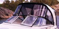 Photo of Glastron GS 289 Arch, 2009: Arch-Aft-Top, Camper Top Polycarbonate, Front Connector and Side Curtains, Camper Side and Aft Curtains close up, viewed from Port Front 
