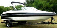 Photo of Glastron GX 205, 2006: Bimini Top in Boot, viewed from Starboard Front 