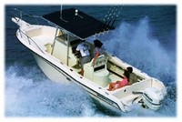 Photo of Grady White Advance 247, 1998: factory T-Top, viewed from Starboard Rear, Above from Product Brochure 