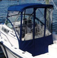 Grady White® Adventure 208 Bimini-Aft-Drop-Curtain-OEM-G1™ Factory Bimini AFT DROP CURTAIN with Eisenglass window(s) zips to back of OEM Bimini-Top (not included) to Floor (Vertical, Not slanted to transom), OEM (Original Equipment Manufacturer)