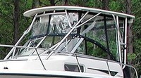Grady White® Adventure 208 Hard-Top-Visor-Side-Curtains-Aft-Drop-Curtain-Strataglass-OEM-J2™ Factory 3 item (4-8 pieces) 4-sided enclosure replacement canvas set: front window Visor panels (1, 2 or 3 on Walk Around Cuddy boats), 3 on Dual Console boats), Side Curtains (pair each) and Aft Drop Curtain for factory installed Hard Top (Strataglass(r) windows, #10 zippers), OEM (Original Equipment Manufacturer)