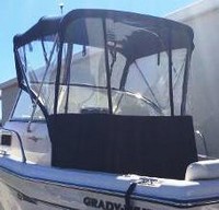Grady White® Adventure 208 Bimini-Aft-Drop-Curtain-OEM-G3™ Factory Bimini AFT DROP CURTAIN with Eisenglass window(s) zips to back of OEM Bimini-Top (not included) to Floor (Vertical, Not slanted to transom), OEM (Original Equipment Manufacturer)