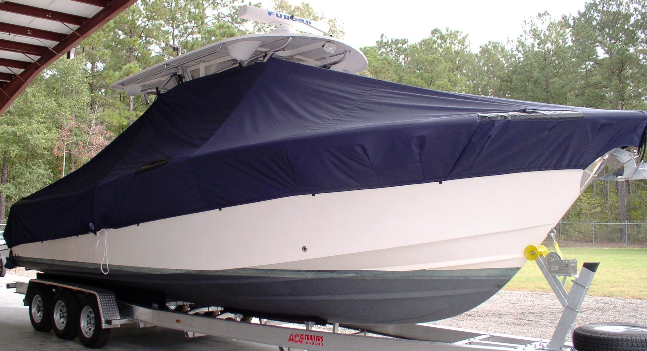 Grady White Bimini 306, 19xx, TTopCovers™ T-Top boat cover, starboard front