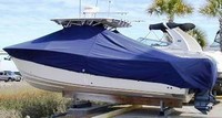 Grady White® Canyon 306 T-Top-Boat-Cover-Sunbrella-2849™ Custom fit TTopCover(tm) (Sunbrella(r) 9.25oz./sq.yd. solution dyed acrylic fabric) attaches beneath factory installed T-Top or Hard-Top to cover entire boat and motor(s)