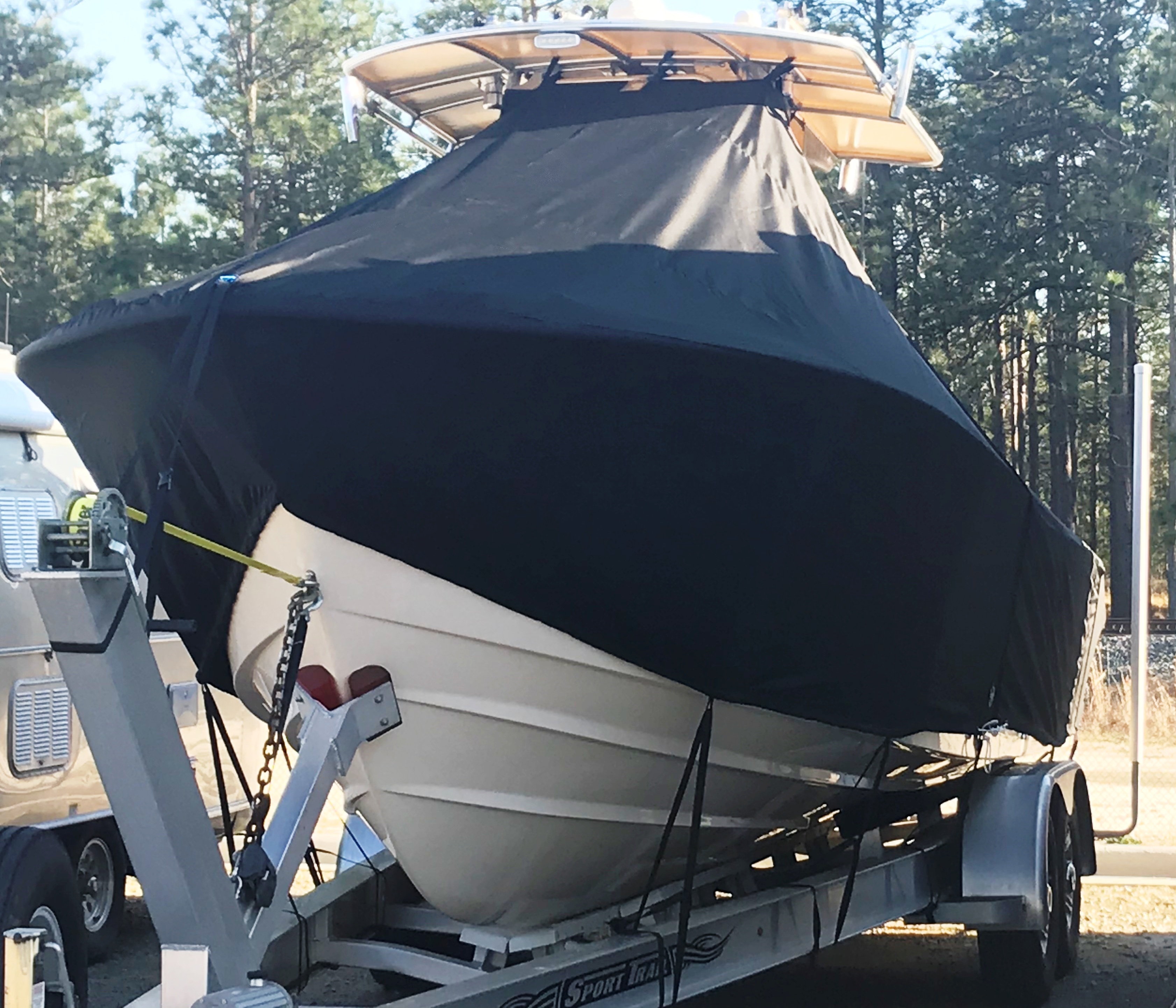 Grady White Chase 273, 20xx, TTopCovers™ T-Top boat cover, port front We also have TTopCover pattern for High Bow Rails and Pulpit