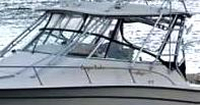 Photo of Grady White Express 330, 2004 Front Visor, Side Curtains Sunbrella Fabric, viewed from Port Front 