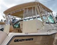Photo of Grady White Express 370, 2015: Hard-Top, Front Visor, Side and Aft-Drop-Curtain, viewed from Starboard Rear 