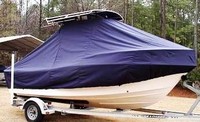 Grady White® Fisherman 180 T-Top-Boat-Cover-Elite-949™ Custom fit TTopCover(tm) (Elite(r) Top Notch(tm) 9oz./sq.yd. fabric) attaches beneath factory installed T-Top or Hard-Top to cover boat and motors