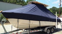 Grady White® Fisherman 230 T-Top-Boat-Cover-Sunbrella-1499™ Custom fit TTopCover(tm) (Sunbrella(r) 9.25oz./sq.yd. solution dyed acrylic fabric) attaches beneath factory installed T-Top or Hard-Top to cover entire boat and motor(s)