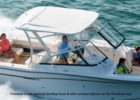 Photo of Grady White Freedom 275, 2015: Hard-Top, Visor, Side Curtains (Factory OEM website photo), viewed from Starboard Side 